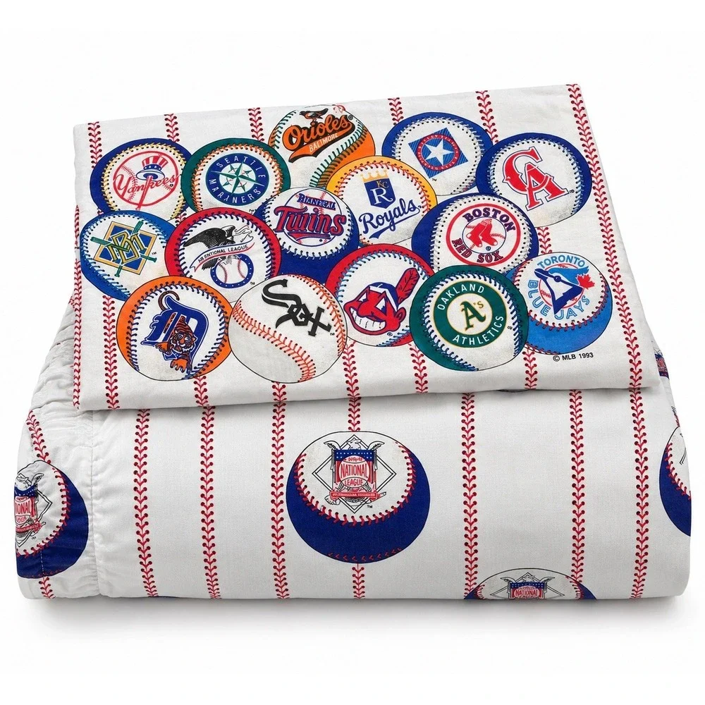 Bibb MLB Baseball Sheet Pillowcase Set All Teams USA 1993 Vintage